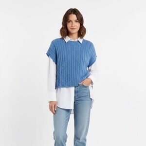 Náti Cable Knit Sweater Vest Sleeveless Crewneck Boho Coastal Grandmother Size S